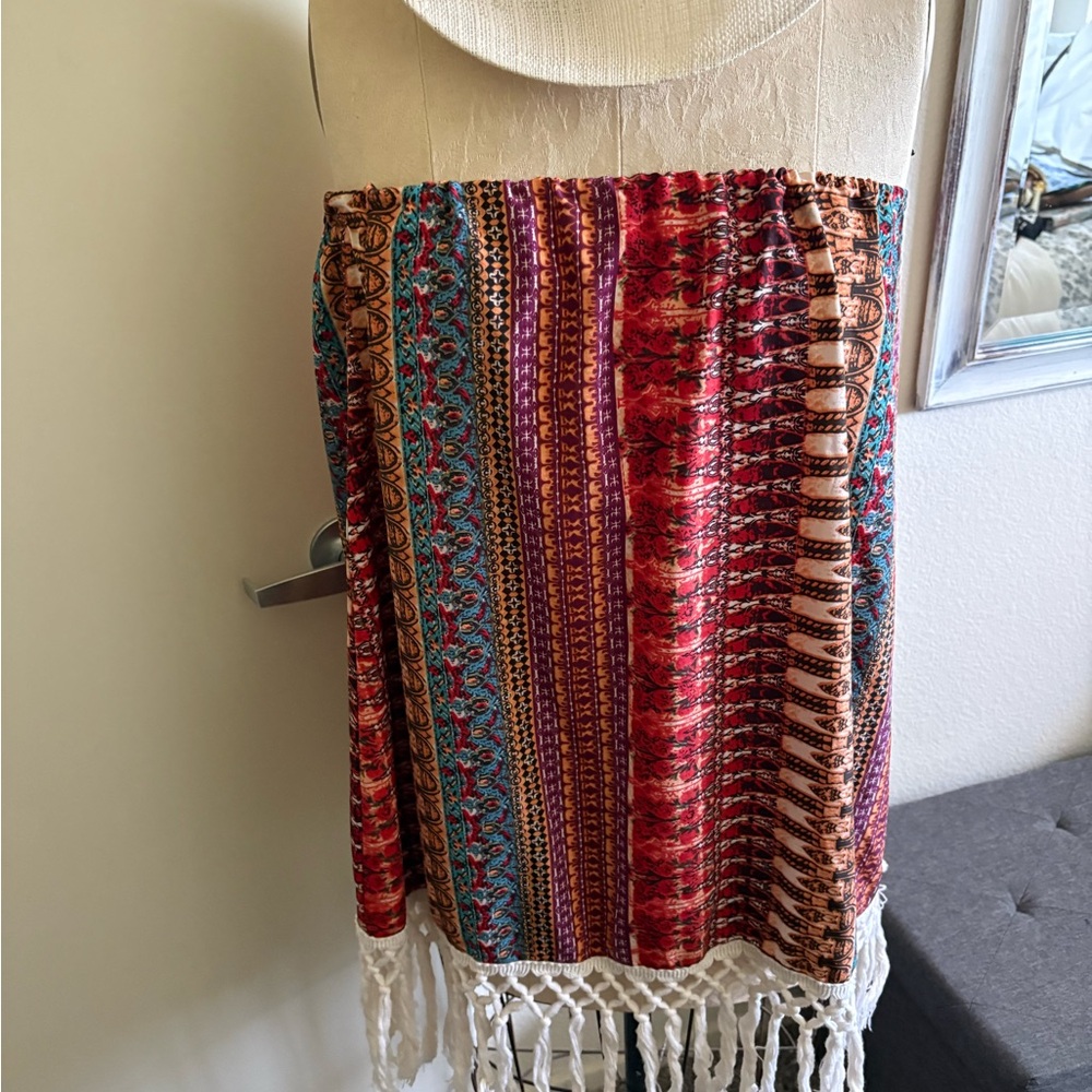 Vibrant Strapless Bohemian Dress
